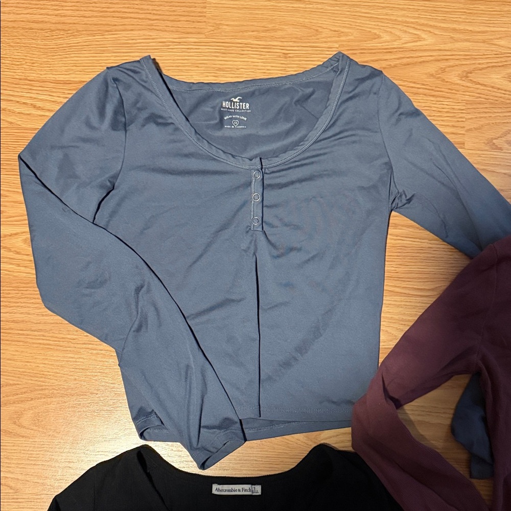 Women's Long Sleeve Tops - Black, Blue, and Purple - Picture 2 of 7
